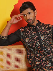 Floral Embroidered Straight Kurta Set ( JOKP B-P 5235 Black )