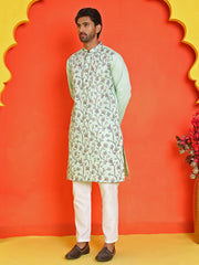 Floral Embroidered Straight Kurta Set ( JOKP P 5236 Sky ) [FF] [J-4-5]