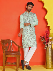 Floral Embroidered Straight Kurta Set ( JOKP P 5236 Sky ) [FF] [J-4-5]