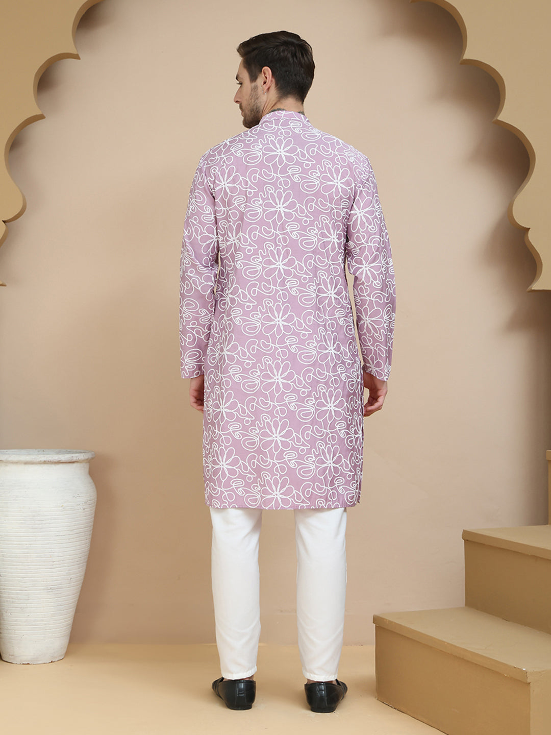 DesiQlo Men Printed Kurta Pyjama Set - Pink - JOKP_P_5237Magenta_S