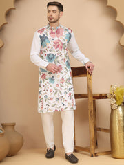 White Embroidered Kurta Set with Sequins & Zari Work ( JOKP P 5255 White ) [FF] [I - 1-4]