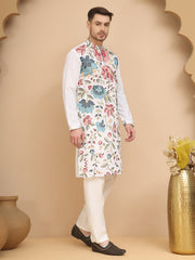 White Embroidered Kurta Set with Sequins & Zari Work ( JOKP P 5255 White ) [FF] [I - 1-4]