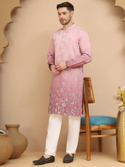 Ombre & Embroidered Kurta Pyjama Set ( JOKP P 5257 Pink ) [FF] [Q-9]