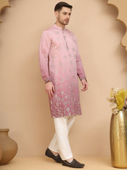 Ombre & Embroidered Kurta Pyjama Set ( JOKP P 5257 Pink ) [FF] [Q-9]