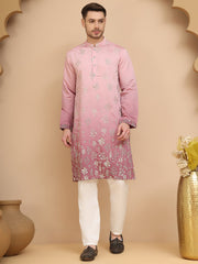Ombre & Embroidered Kurta Pyjama Set ( JOKP P 5257 Pink ) [FF] [Q-9]