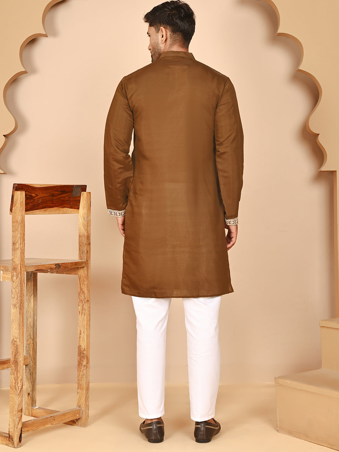 DesiQlo Men Embroidered Kurta Pyjama Set - Green - JOKP_P_5263Mehndi_S