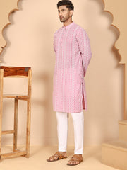 Embroidered Cotton Kurta with Churidar (JOKP P 5264 Pink ) [FF] [O-10]