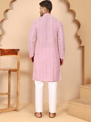 Embroidered Cotton Kurta with Churidar (JOKP P 5264 Pink ) [FF] [O-10]