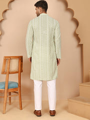Embroidered Cotton Kurta with Churidar ( JOKP P 5264 P 5264Pista ) [FF] [O-10]