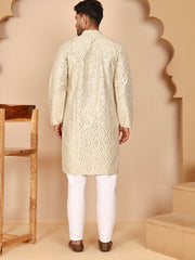 Traditional Mirror Embroidered Kurta Set for Men ( JOKP P 5269 P 5269 Cream ) [FF] [I-1-4]