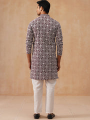 Classic Geometric Embroidered Kurta Pyjama ( JOKP P 5279 P 5279Wine ) [FF] [B-7]