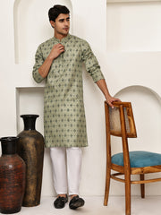 Traditional Floral Printed Kurta Pyjama Set ( JOKP P 5281 P 5281Pista ) [FF] [D-3]