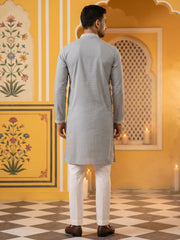 Embroidered Mirror Work Kurta Pyjama ( JOKP P 5286Grey )