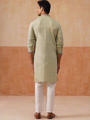 Floral Thread Embroidered Silk Blend Kurta Set ( JOKP P 5290 P 5290Pista ) [FF] [A-7-8]