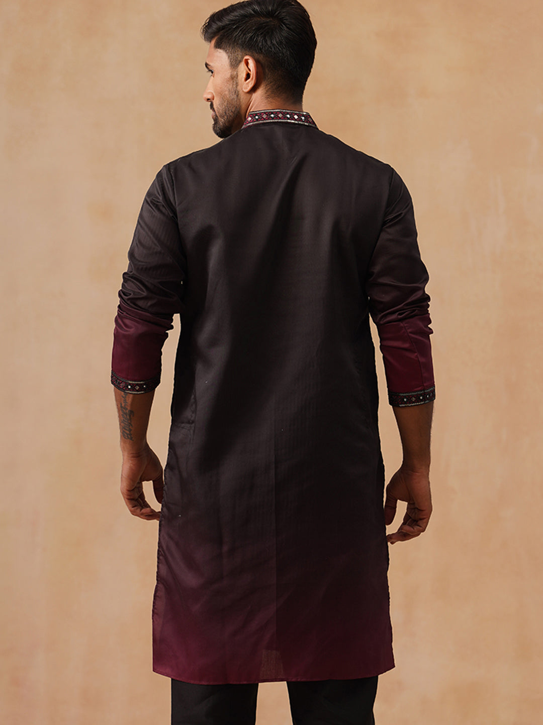 DesiQlo Men Geometric Kurta Only - Black - KO_5291Black_S