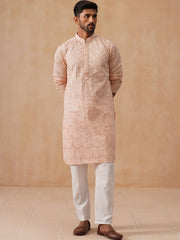 Floral Thread Embroidered Silk Blend Kurta Set ( JOKP P 5292 P 5292Peach ) [FF] [P-6]