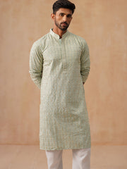 Men’s Festive Kurta Set with Intricate Embroidery ( JOKP P 5293 P 5293Sea-Green ) [FF] [ I2 ]