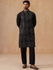 Ethnic Kurta Pyjama Set in Luxurious Silk Blend (JOKP B-P 5295 Black )