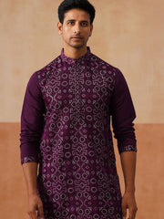 Ethnic Kurta Pyjama Set in Luxurious Silk Blend (JOKP P 5295 Purple ) [FF] [O-8]
