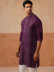 Ethnic Kurta Pyjama Set in Luxurious Silk Blend (JOKP P 5295 Purple ) [FF] [O-8]