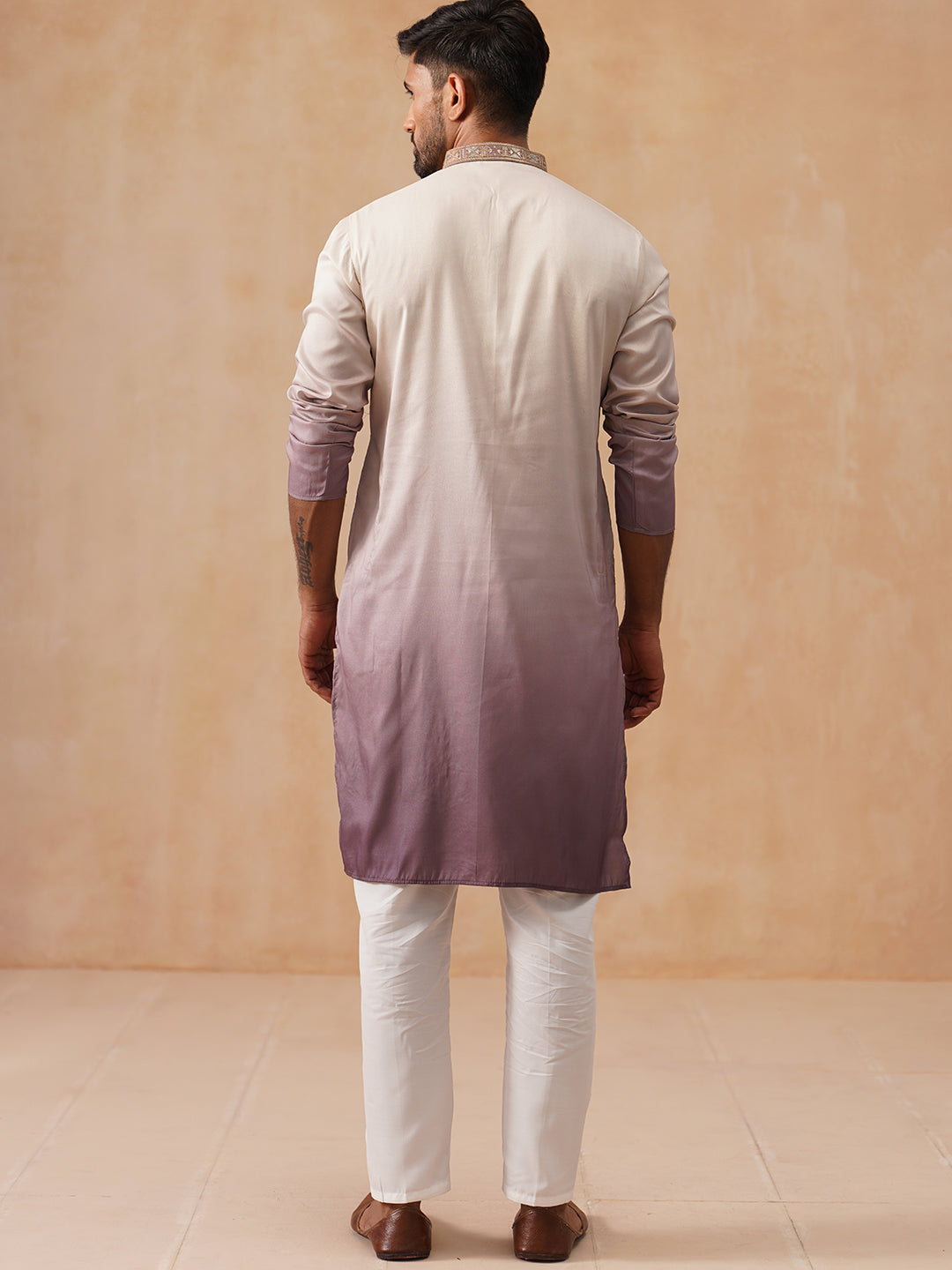 DesiQlo Men Embroidered Kurta Pyjama Set - Purple - JOKP_P_5298Purple_