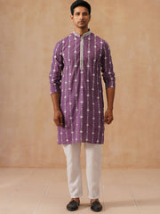 Classic Embroidered Kurta Pyjama Set (JOKP P 5299 Purple ) [FF] [O-8]