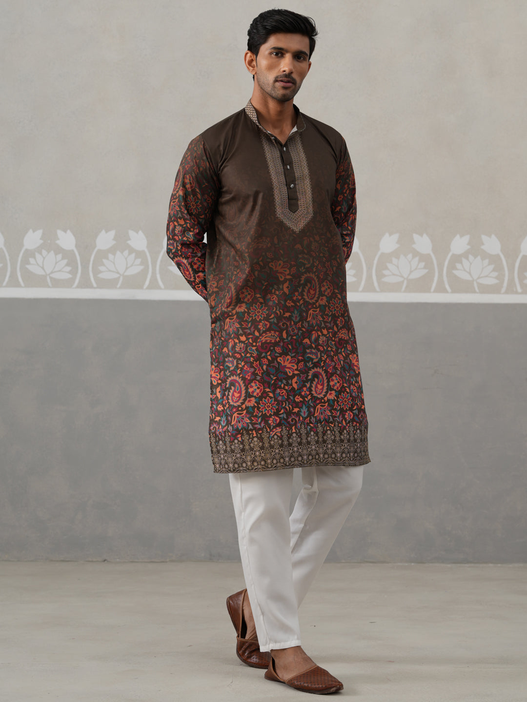 DesiQlo Men Printed Kurta Pyjama Set - Green - JOKP_P_5303Olive_S