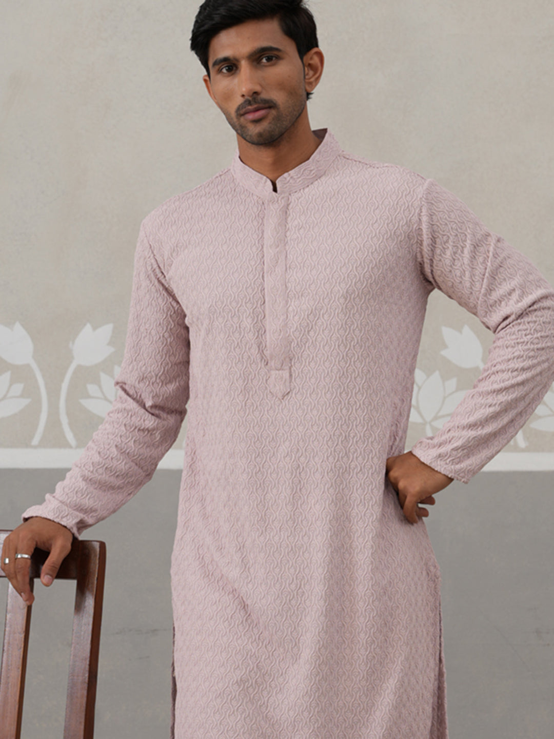 Men Embroidered Viscose Rayon Kurta with Pyjama ( JOKP P 5305 P 5305Peach ) [FF] [E-7-8]
