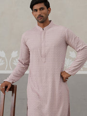 Men Embroidered Viscose Rayon Kurta with Pyjama ( JOKP P 5305 P 5305Peach ) [FF] [E-7-8]