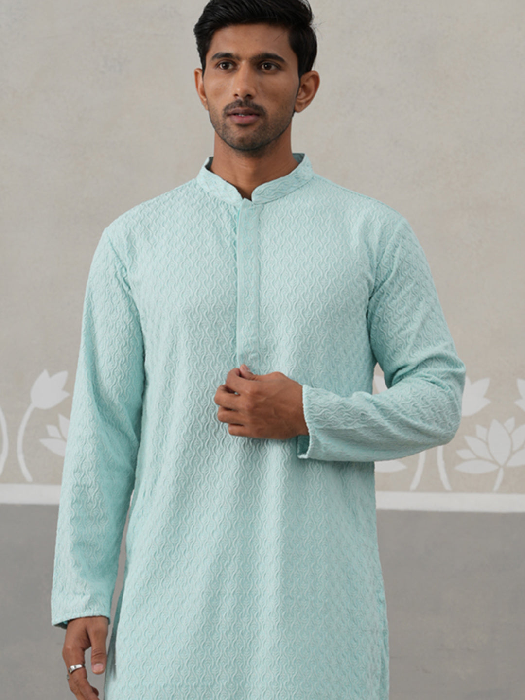 Men Embroidered Viscose Rayon Kurta with Pyjama ( JOKP P 5305 P 5305Sky ) [FF] [E-7-8]
