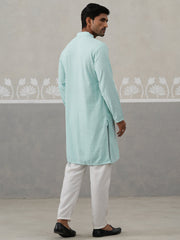 Men Embroidered Viscose Rayon Kurta with Pyjama ( JOKP P 5305 P 5305Sky ) [FF] [E-7-8]