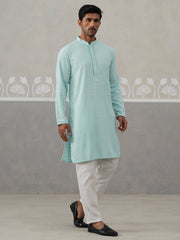 Men Embroidered Viscose Rayon Kurta with Pyjama ( JOKP P 5305 P 5305Sky ) [FF] [E-7-8]