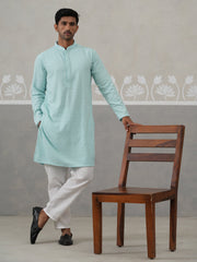 Men Embroidered Viscose Rayon Kurta with Pyjama ( JOKP P 5305 P 5305Sky ) [FF] [E-7-8]