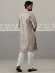 Silk Blend Designer Embroidered Kurta Pyjama (JOKP P 5306 Grey ) [FF] [P-17]