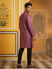 Silk Blend Designer Embroidered Kurta Pyjama ( JOKP B-P 5306Purple S )