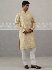 Designer Silk Blend Kurta Pyjama for Men ( JOKP P 5309 P 5309Golden ) [FF] [A-1-4]