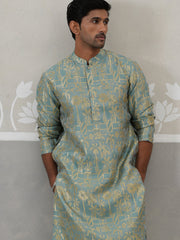 Designer Silk Blend Kurta Pyjama for Men ( JOKP P 5309 P 5309Sea-Green ) [FF] [A-1-4]