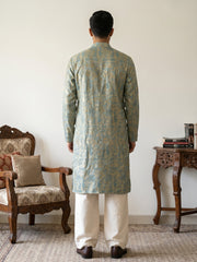 Designer Silk Blend Kurta with Korean Pants ( JOKP PJ11W 5309Sea-Green )
