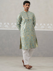 Designer Silk Blend Kurta Pyjama for Men ( JOKP P 5309 P 5309Sea-Green ) [FF] [A-1-4]