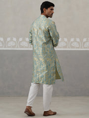 Designer Silk Blend Kurta Pyjama for Men ( JOKP P 5309 P 5309Sea-Green ) [FF] [A-1-4]