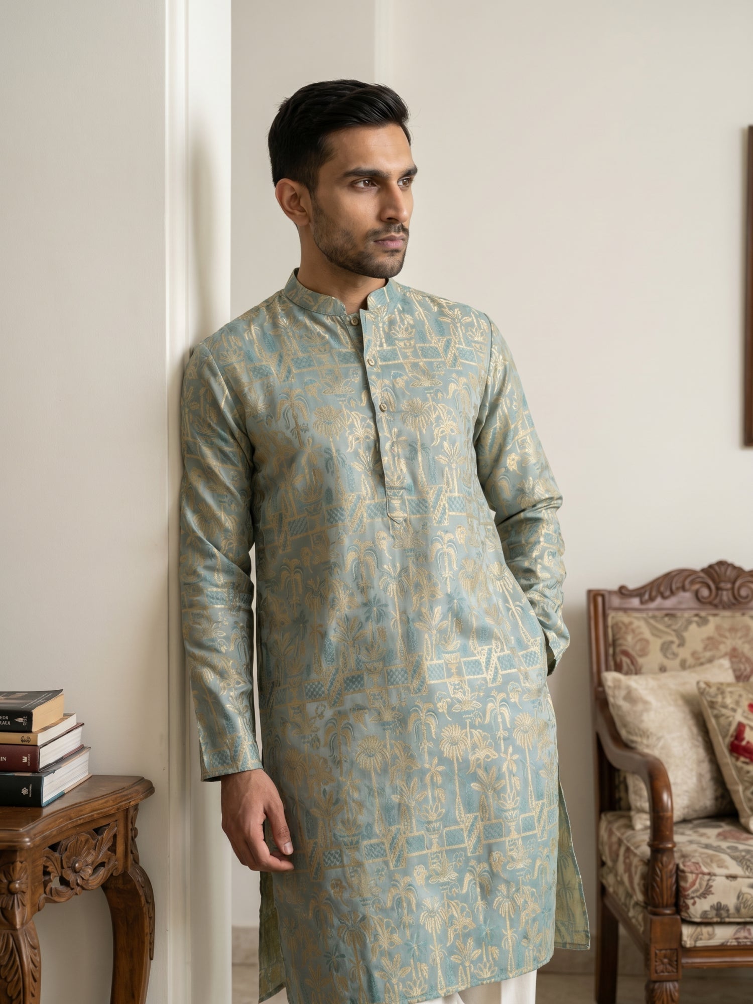 DesiQlo Men Woven Design Kurta Pyjama Set - Multicolor