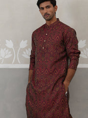 Silk Blend Designer Kurta Pyjama for Men ( JOKP P 5311 P 5311Maroon ) [FF] [A-1-4]