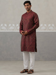 Silk Blend Designer Kurta Pyjama for Men ( JOKP P 5311 P 5311Maroon ) [FF] [A-1-4]