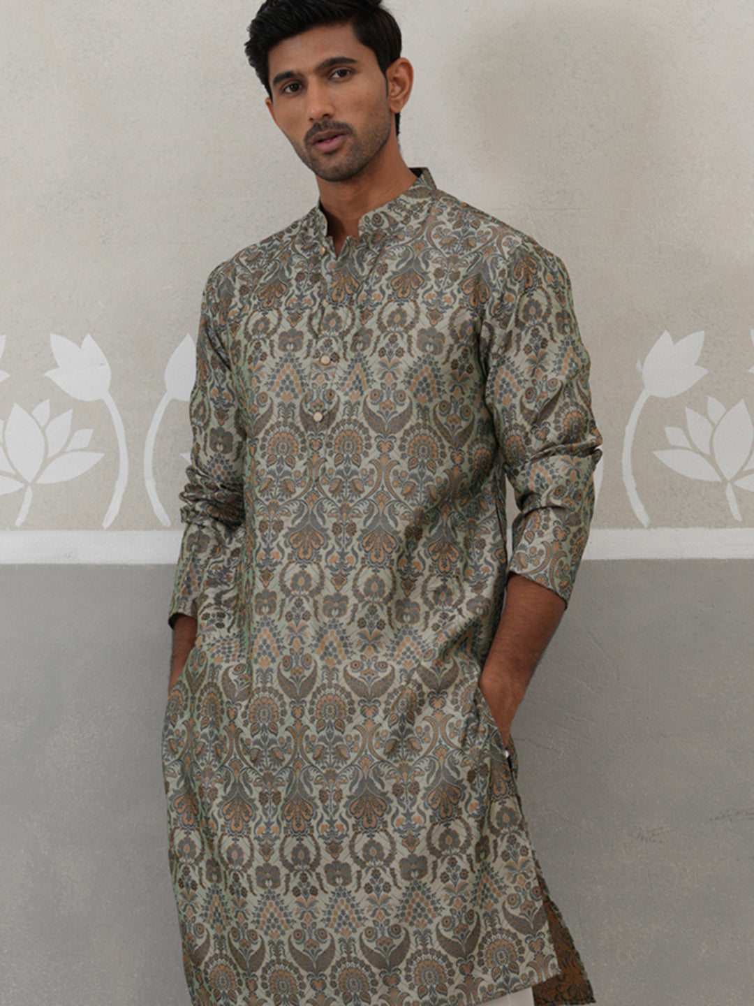DesiQlo Men Self Design Kurta Pyjama Set - Multicolor - JOKP_P_5311Sea