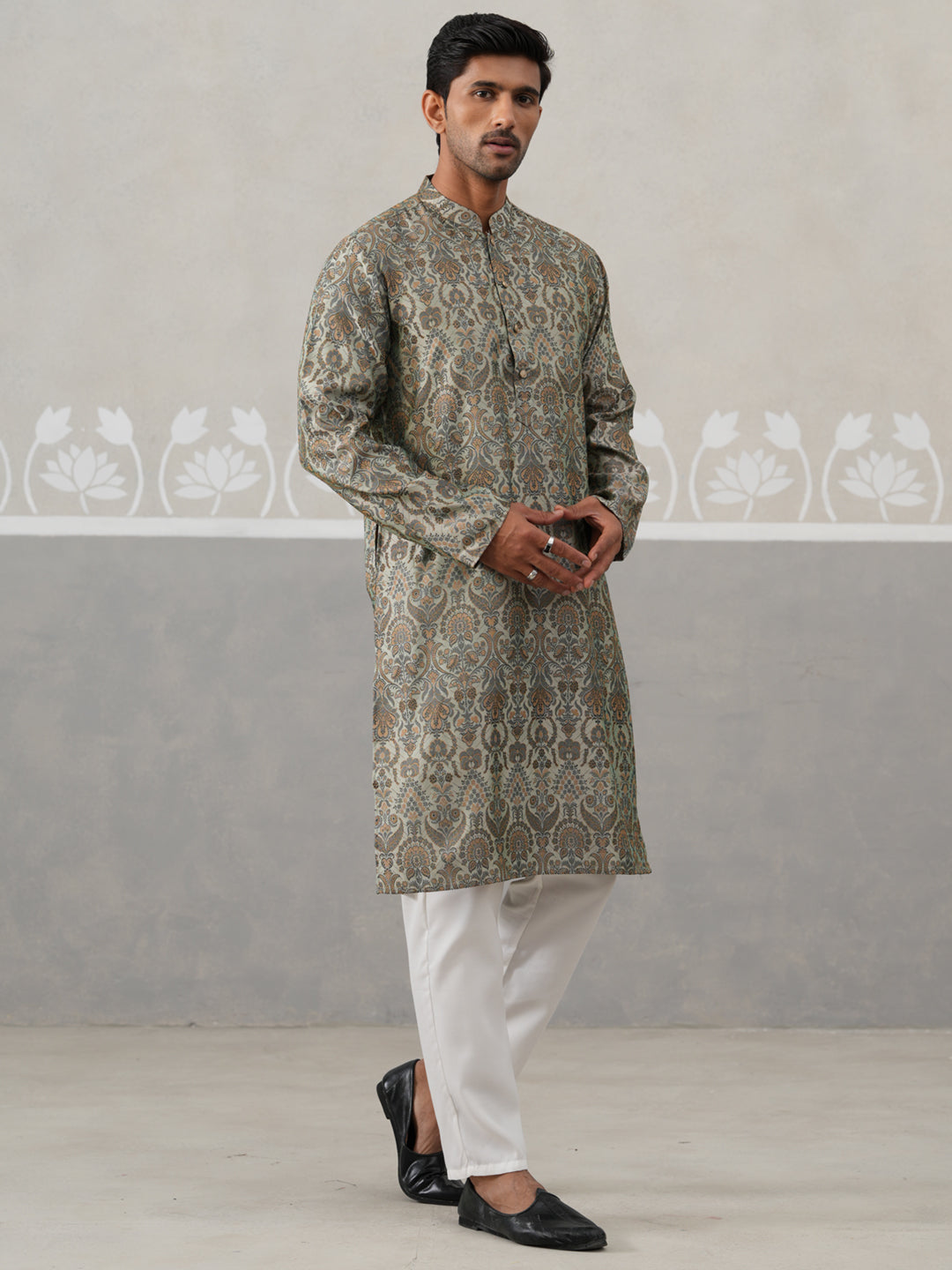 DesiQlo Men Self Design Kurta Pyjama Set - Multicolor - JOKP_P_5311Sea