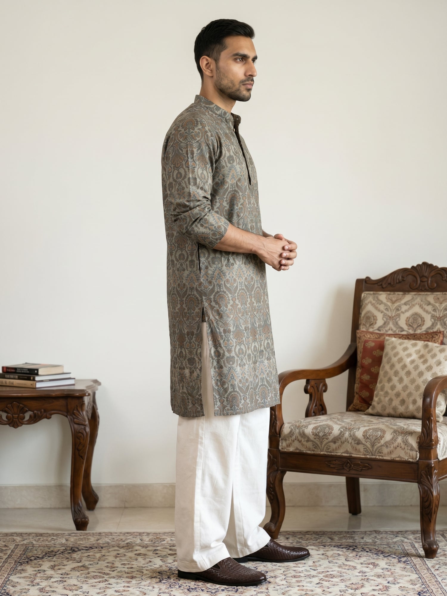 DesiQlo Men Woven Design Kurta Pyjama Set - Multicolor - JOKP_PJ11W_53