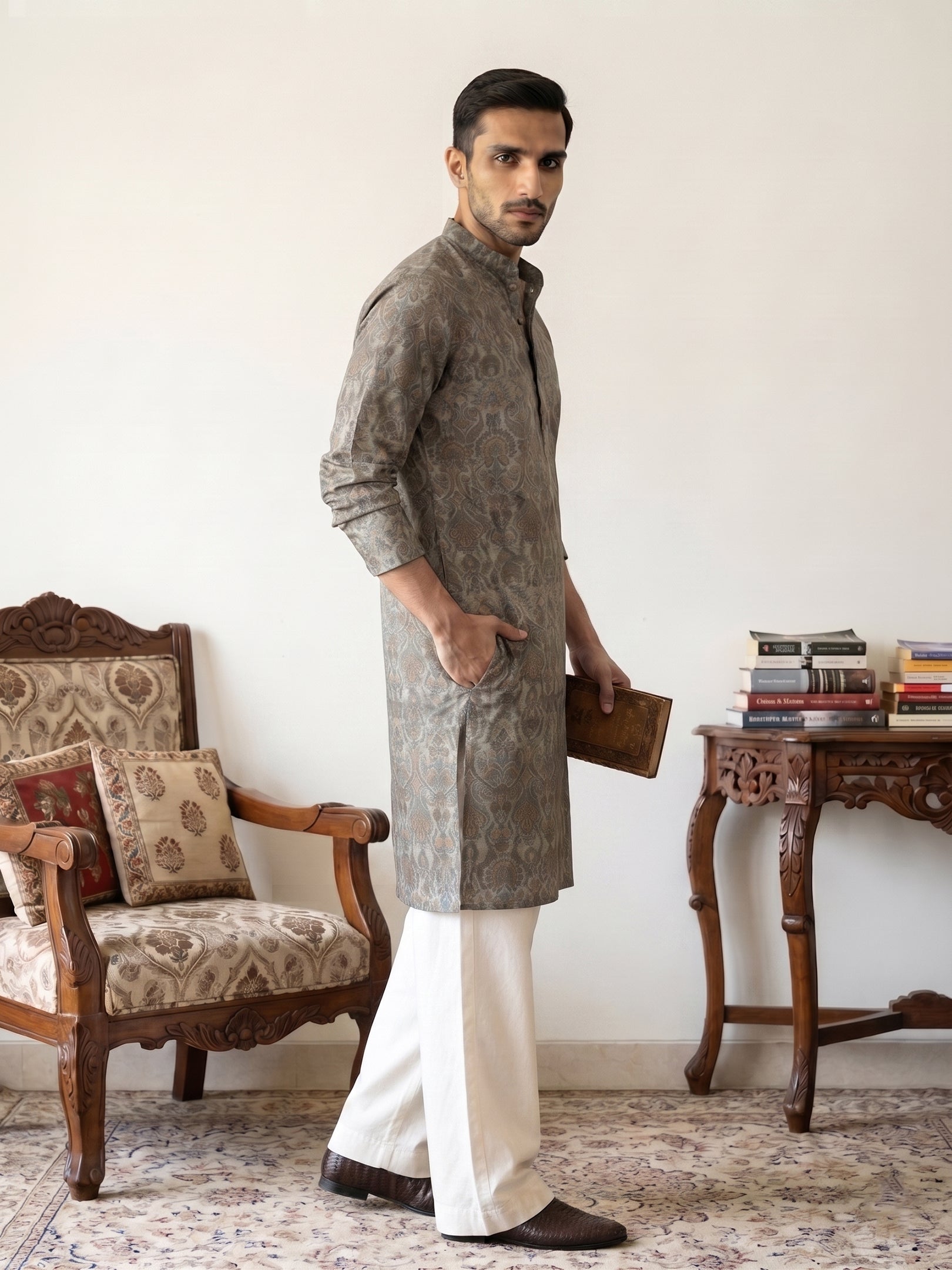 DesiQlo Men Woven Design Kurta Pyjama Set - Multicolor - JOKP_PJ11W_53