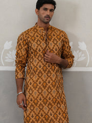 Silk Blend Woven Design Kurta Pyjama Set ( JOKP P 5312 P 5312Mustard ) [FF] [A-1-4]