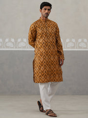 Silk Blend Woven Design Kurta Pyjama Set ( JOKP P 5312 P 5312Mustard ) [FF] [A-1-4]