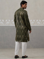 Silk Blend Woven Design Kurta Pyjama Set ( JOKP P 5312 P 5312Olive ) [FF] [A-1-4]